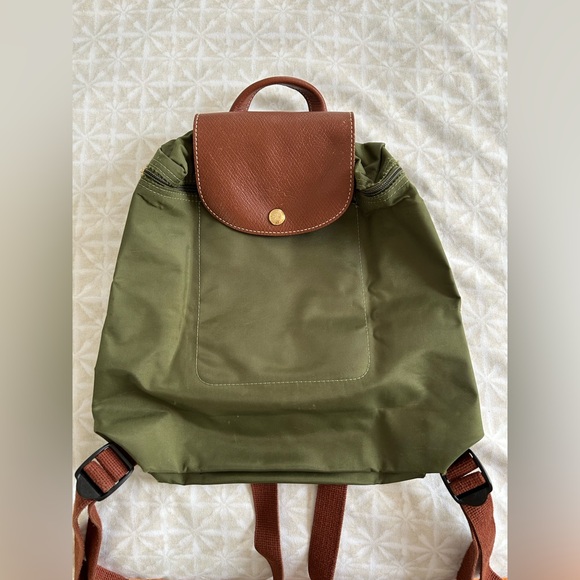 Longchamp Handbags - Longchamp Olive and Brown Backpack